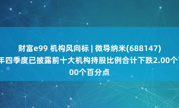 财富e99 机构风向标 | 微导纳米(688147)2024年四季度已披露前十大机构持股比例合计下跌2.00个百分点