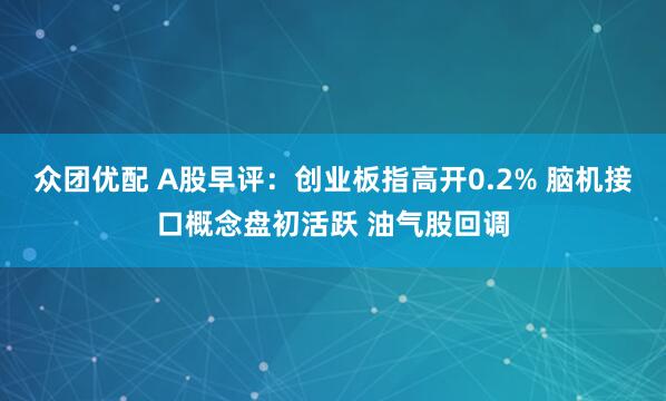 众团优配 A股早评：创业板指高开0.2% 脑机接口概念盘初活跃 油气股回调
